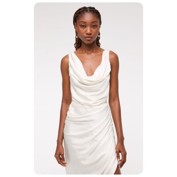 NWT Abercrombie & Fitch Pearl Cowl Neck Sleeveless Draped Maxi Dress sz Medium P - Picture 3 of 8